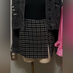 HYFVE Plaid Black and White Mini Skirt